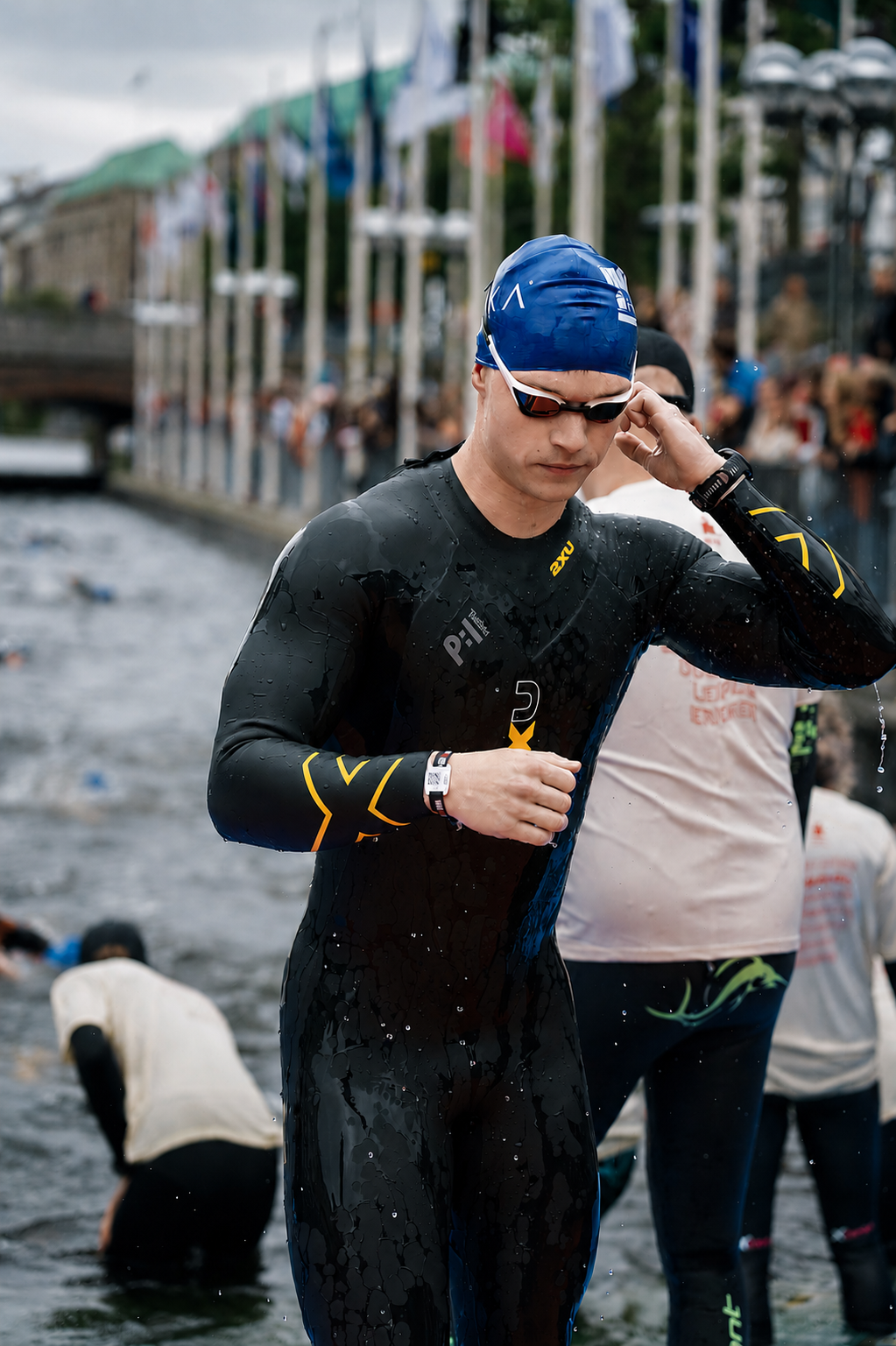 Felix nach dem Schwimmen beim Ironman Hamburg