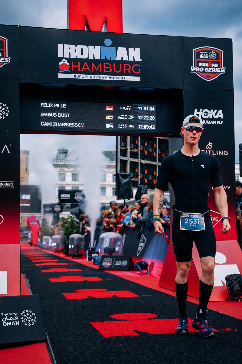 Felix im Zielbereich des Ironman Hamburg